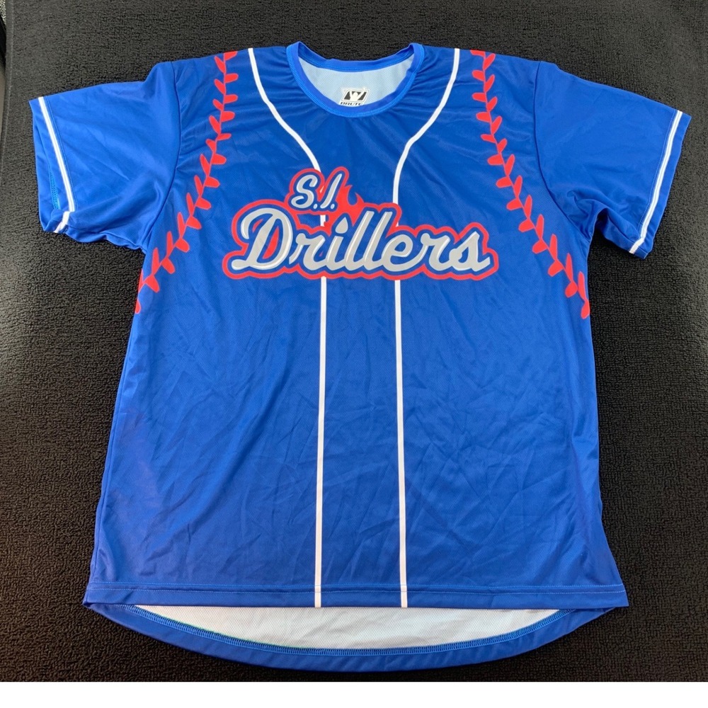 S.I. Drillers Baseball Jersey Youth Size AM Blue Number 2 Brute Athletic